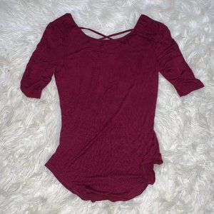 Maroon Cross Back 3/4 Sleeve Shirt